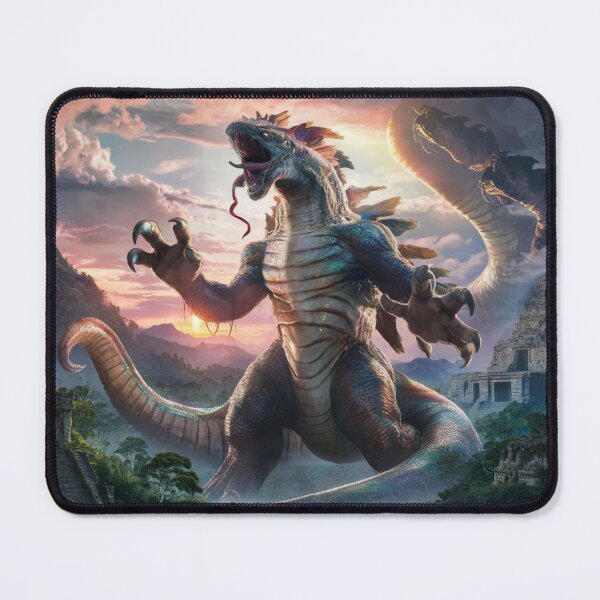 Item preview, Titan Kaiju Quetzalcoatl, a serpentine creature, towering over a lush Mexican jungle. designed and sold by Titan33.