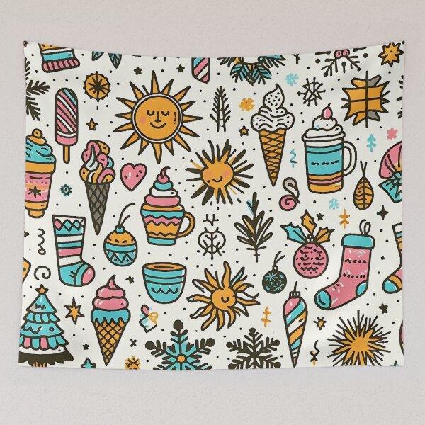 Item preview, Merry Christmas Doodle Seamless Pattern designed and sold by Haji  Kamora.