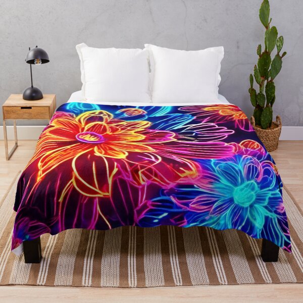 Item preview, Glowing Neon Flowers Art designed and sold by Health And Fitness Posts e-Store.