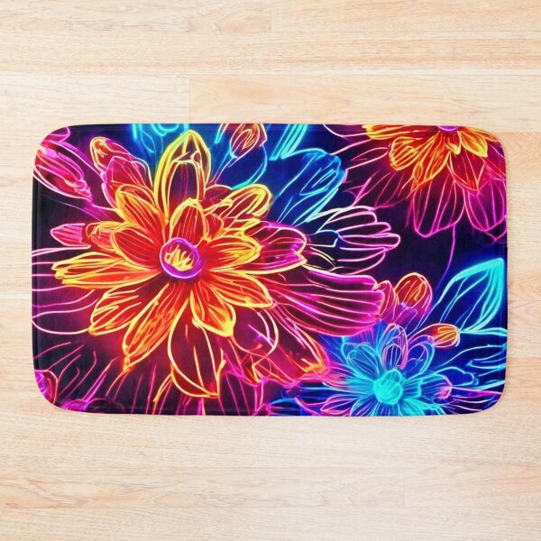 Item preview, Glowing Neon Flowers Art designed and sold by Health And Fitness Posts e-Store.