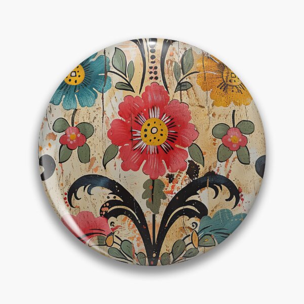 Item preview, Antique Cream Rosemaling Flowers With Rustic Orange Background  designed and sold by thaneydesign.