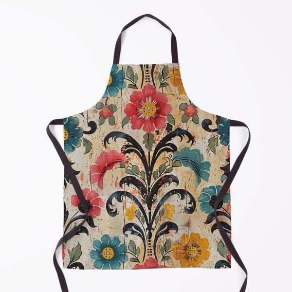 Item preview, Antique Cream Rosemaling Flowers With Rustic Orange Background designed and sold by thaneydesign.