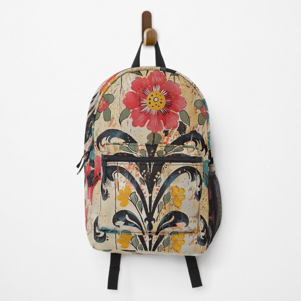 Item preview, Antique Cream Rosemaling Flowers With Rustic Orange Background designed and sold by thaneydesign.