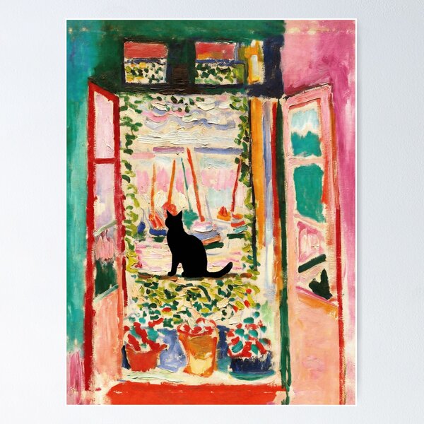 Item preview, Black Cat by The Open Window - Henri Matisse Funny Cat Art designed and sold by Arwen-Art.