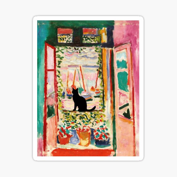 Item preview, Black Cat by The Open Window - Henri Matisse Funny Cat Art designed and sold by Arwen-Art.