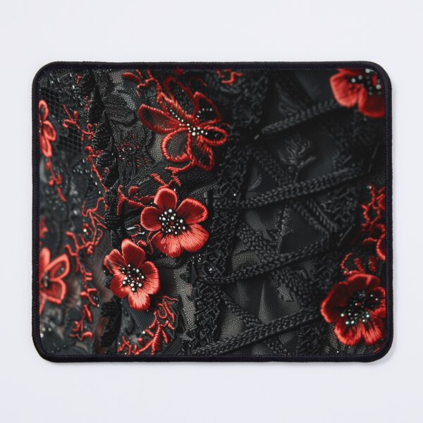 Item preview, Black corset texture and red embroidered flower designed and sold by Fantasyplus.