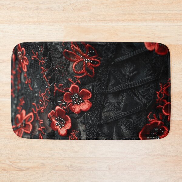Item preview, Black corset texture and red embroidered flower designed and sold by Fantasyplus.