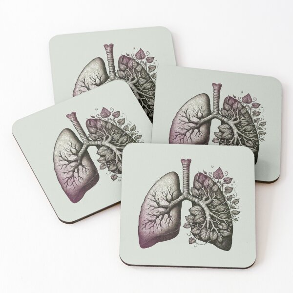Item preview, Lungs with climbing plant and branches, purple and green, cancer awareness, bloom floral, anatomy, watercolor designed and sold by Collagedream.