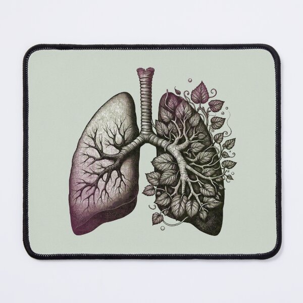 Item preview, Lungs with climbing plant and branches, purple and green, cancer awareness, bloom floral, anatomy, watercolor designed and sold by Collagedream.
