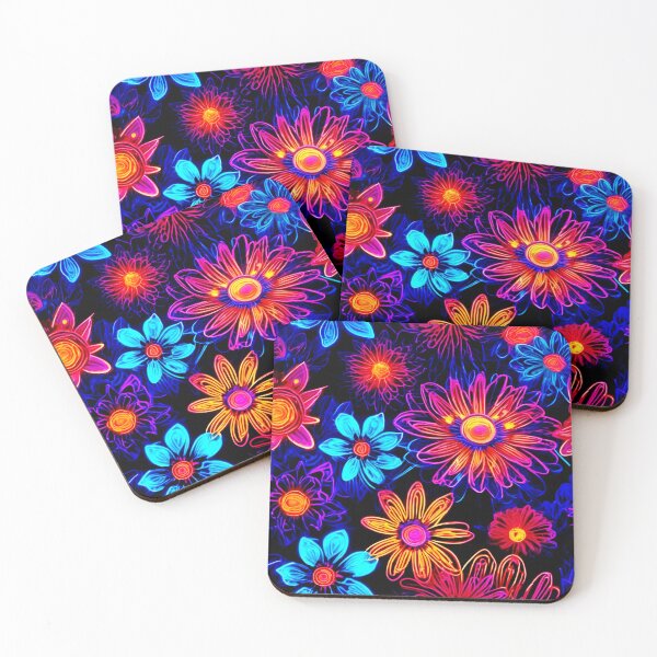 Item preview, Vibrant Neon Fantasy Flowers designed and sold by Health And Fitness Posts e-Store.