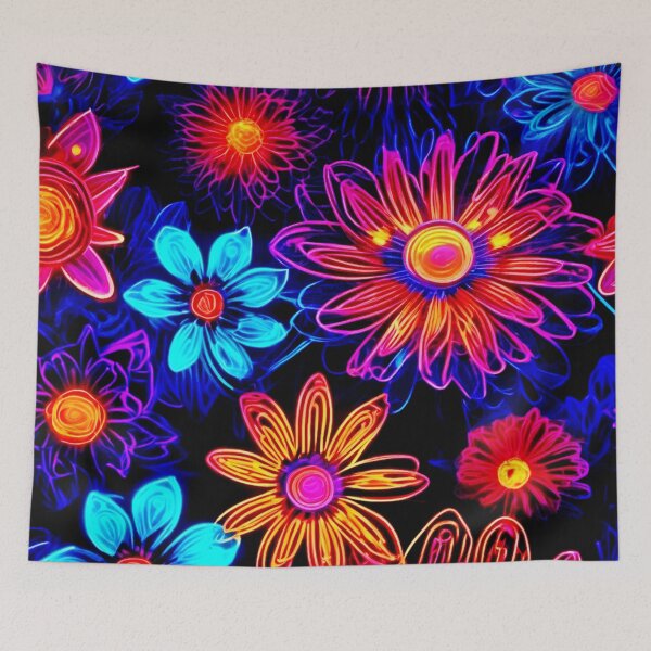 Item preview, Vibrant Neon Fantasy Flowers designed and sold by Health And Fitness Posts e-Store.