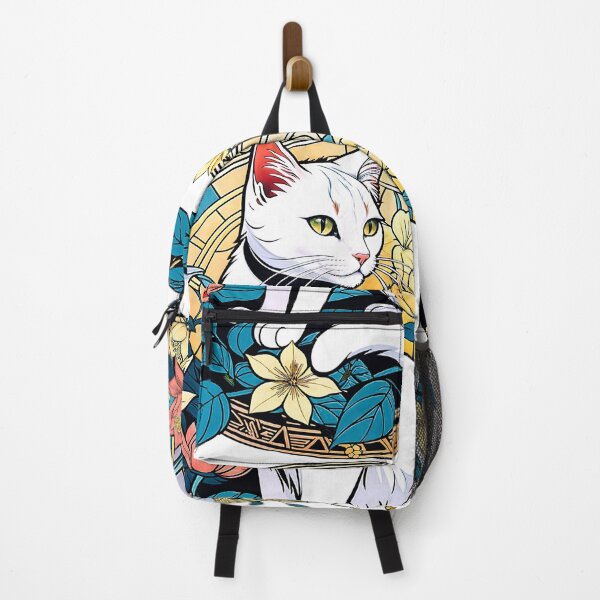 Item preview, A beautiful white cat decorated with a circle of flowers designed and sold by PixelCraftDSG.