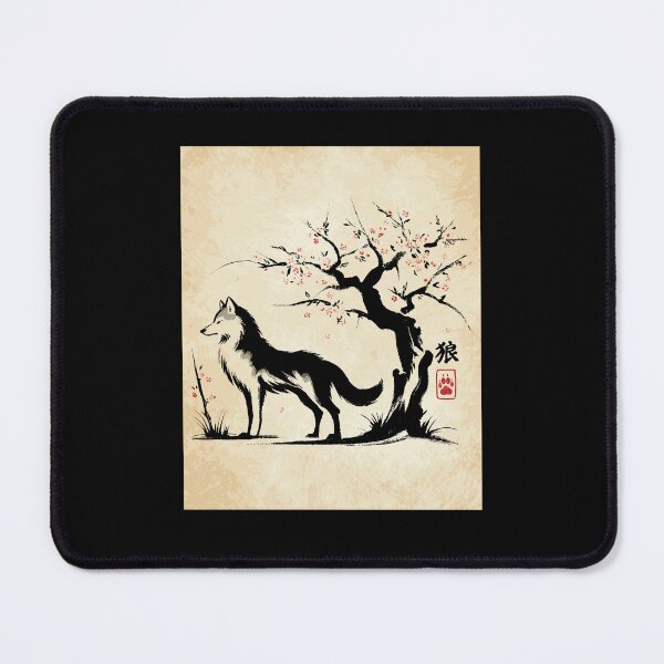 Item preview, Minimalist Wolf Ink Japanese Streetwear Novelty Retro Wolf designed and sold by KsuAnn.