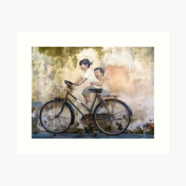 Kids On Bicycle - Graffiti Art - Georgetown - Penang Island - Malaysia Art Print