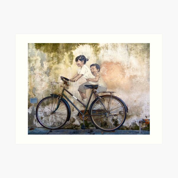 Kids On Bicycle - Graffiti Art - Georgetown - Penang Island - Malaysia Art Print