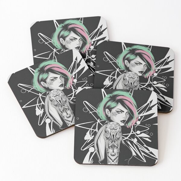 Item preview, Neo-Punk Woman with Geometric Tattoos - Art Design designed and sold by TestCey.