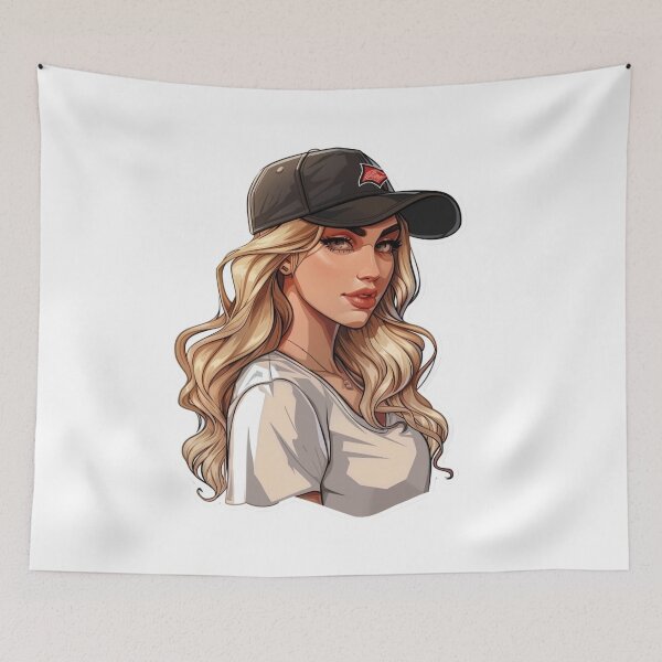 Item preview, Adorable Blonde Girl In Baseball Cap  designed and sold by NicolasGlowArt.