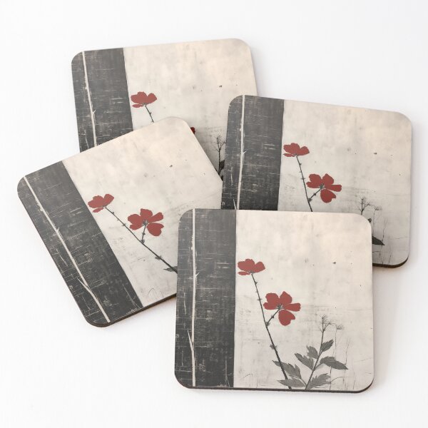 Item preview, Abstract japandi red flower designed and sold by filigreedigital.