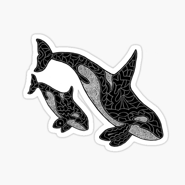 Abstract Orcas Sticker