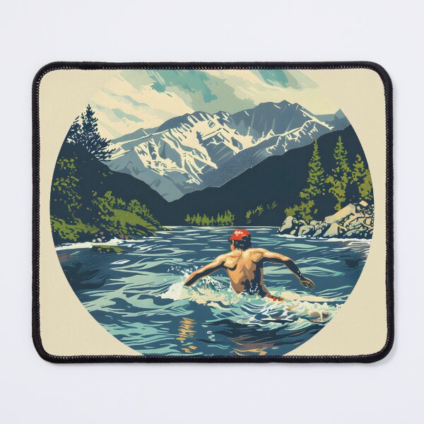 Item preview, Swimmer wild water swimming mountain scenery  designed and sold by Wildflow Creations.