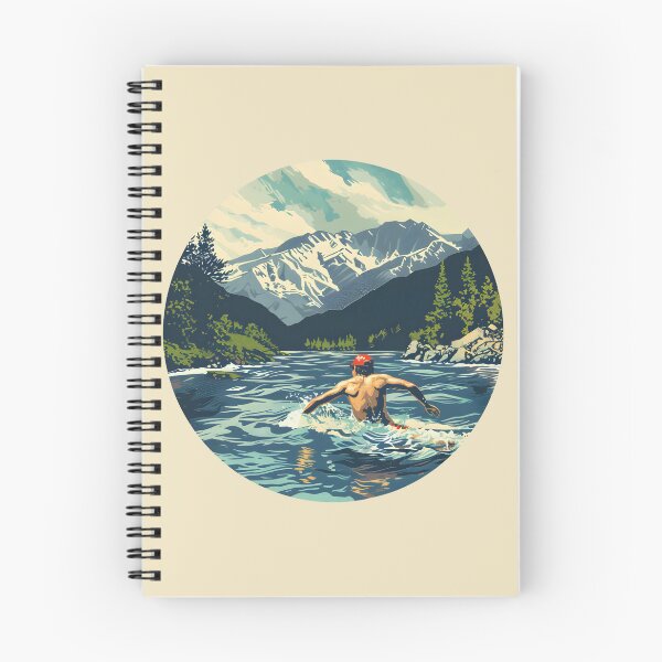 Item preview, Swimmer wild water swimming mountain scenery  designed and sold by Wildflow Creations.