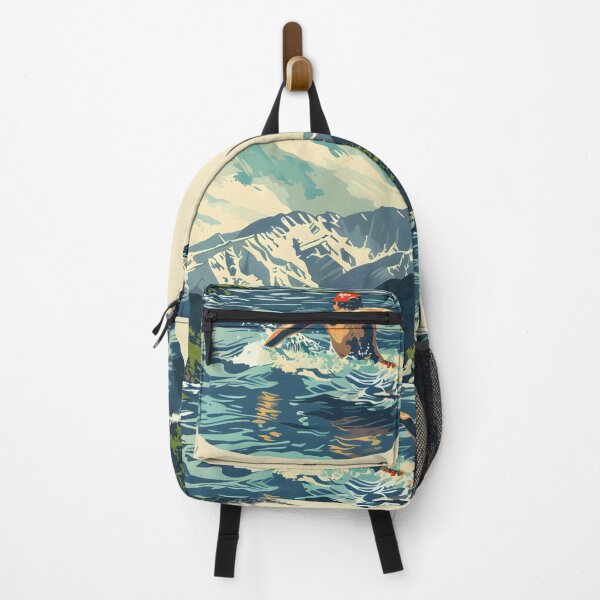 Item preview, Swimmer wild water swimming mountain scenery  designed and sold by Wildflow Creations.