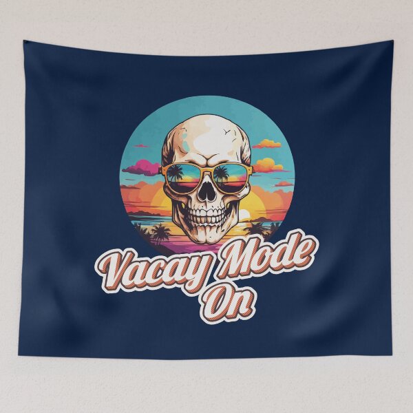 Item preview, Vacay Mode On Sunset Beach Tropical Skull Wearing Sunglasses Vacation Mode  designed and sold by thecatcouch.