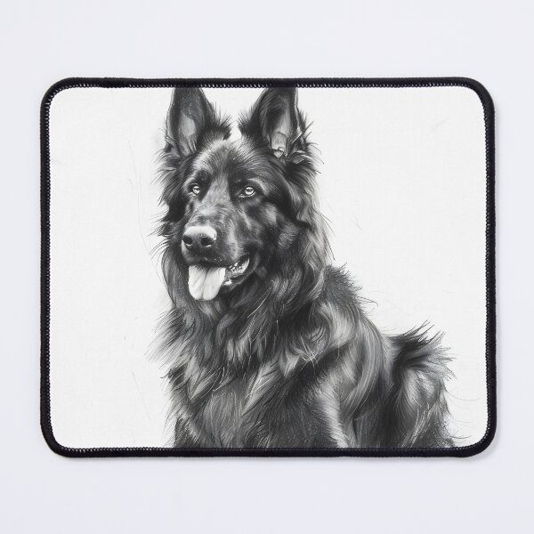 Item preview, Black and white German Shepherd pencil drawing designed and sold by Pencil-Art.