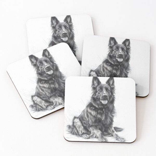 Item preview, Black and white German Shepherd pencil drawing designed and sold by Pencil-Art.