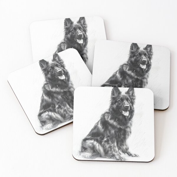 Item preview,  Black and white German Shepherd pencil drawing designed and sold by Pencil-Art.