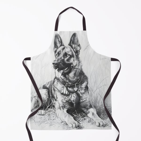 Item preview, Black and white German Shepherd pencil drawing designed and sold by Pencil-Art.