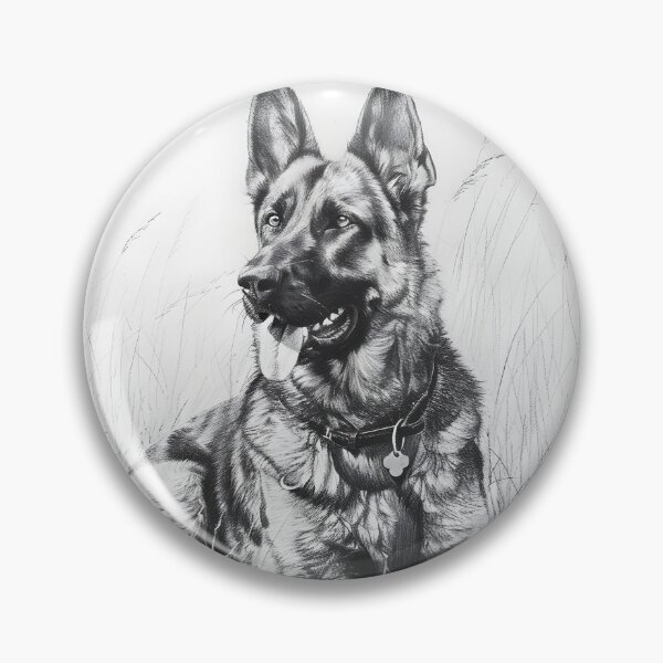 Item preview, Black and white German Shepherd pencil drawing designed and sold by Pencil-Art.