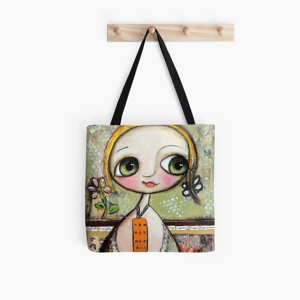 Blonde Doll with big eyes, art by Margherita Arrighi Tote Bag