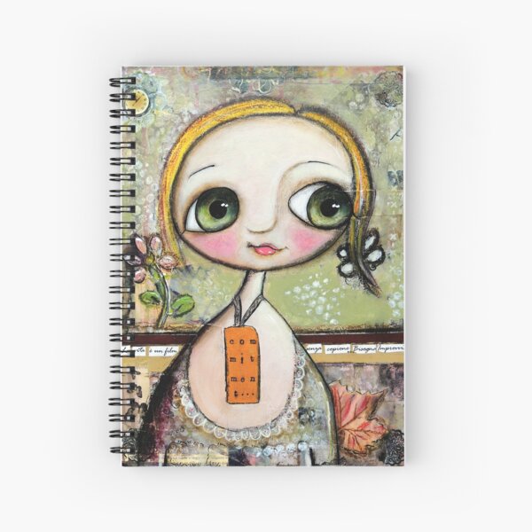 Blonde Doll with big eyes, art by Margherita Arrighi Spiral Notebook