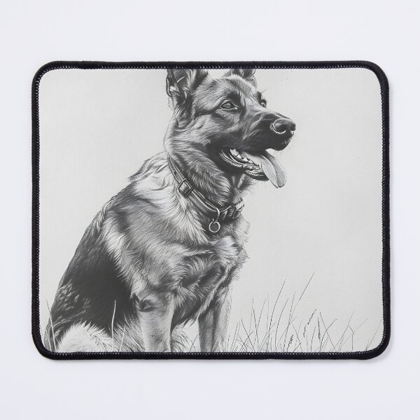 Item preview, Black and white German Shepherd pencil drawing designed and sold by Pencil-Art.