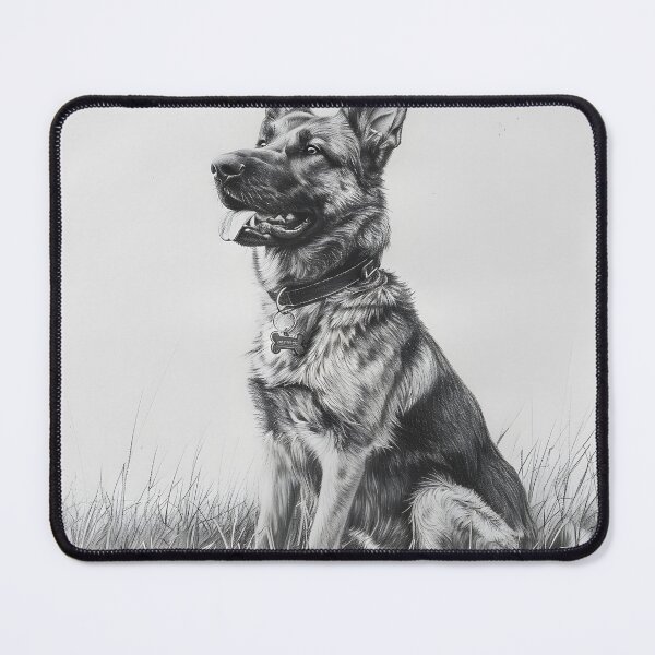 Item preview, Black and white German Shepherd pencil drawing designed and sold by Pencil-Art.