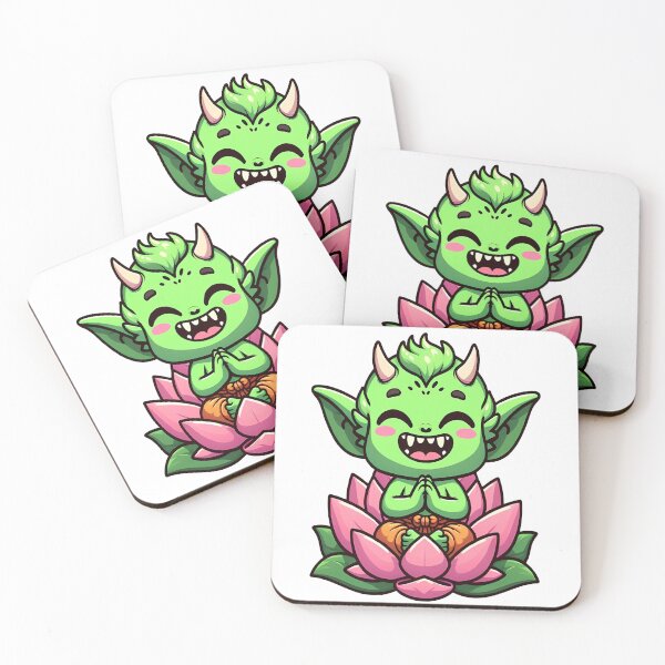 Item preview, Kawaii Grinning Goblin With Sitting On A Lotus Flower designed and sold by Ella_Sketch.