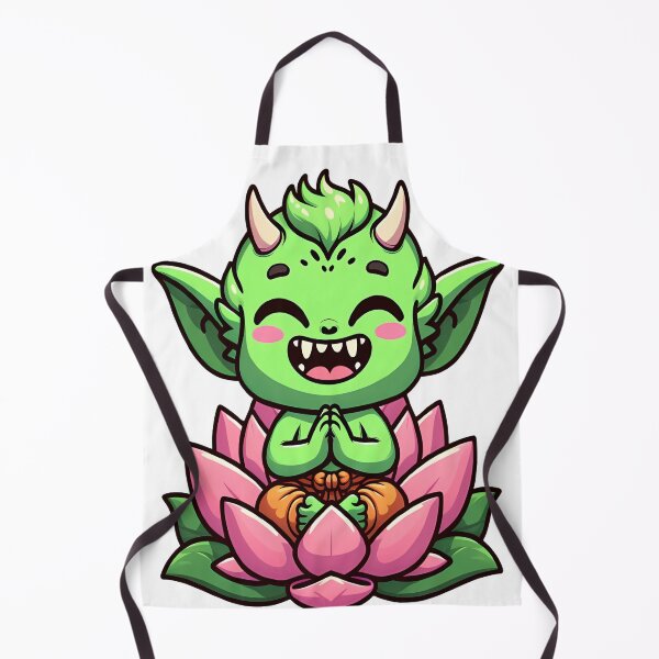 Item preview, Kawaii Grinning Goblin With Sitting On A Lotus Flower designed and sold by Ella_Sketch.