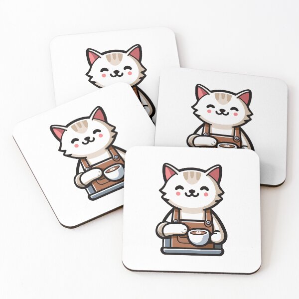 Item preview, Adorable Barista Cat with Coffee Cup Cartoon designed and sold by Akioos.