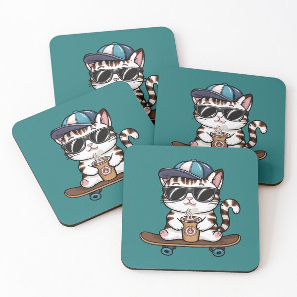 Item preview, Swaggy Cat On Skateboard With Coffee designed and sold by canvadreamer444.