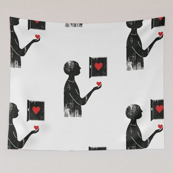 Item preview, Red Heart in Hand - Minimalist Illustration designed and sold by Piotrek0001.