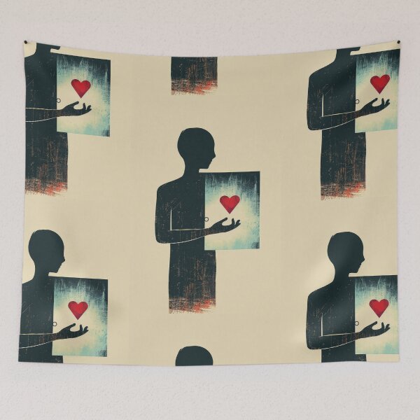 Item preview, Red Heart in Hand - Minimalist Illustration designed and sold by Piotrek0001.