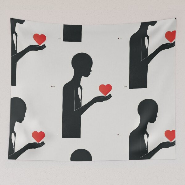 Item preview, Red Heart in Hand - Minimalist Illustration designed and sold by Piotrek0001.