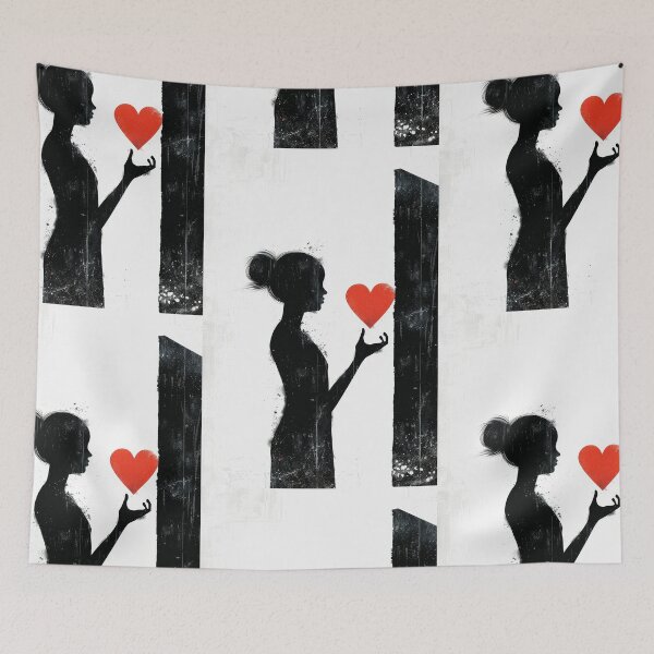 Item preview, Red Heart in Hand - Minimalist Illustration designed and sold by Piotrek0001.