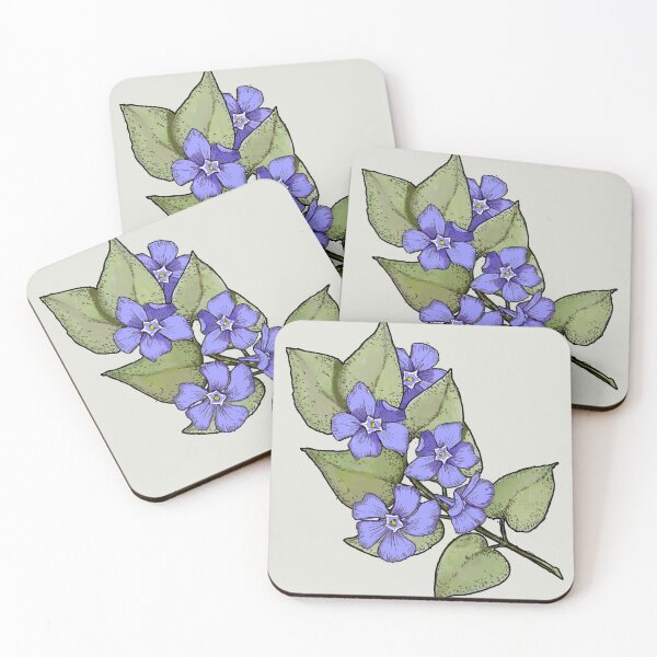 Item preview, PERIWINKLE FLOWERS and Leaves Hand Drawn Floral Illustration designed and sold by JoyfulWhimsy.