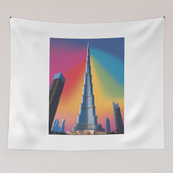 Item preview, Burj Khalifa, Dubai, United Arab Emirates, design in pop art style designed and sold by CreativeSparkzz.