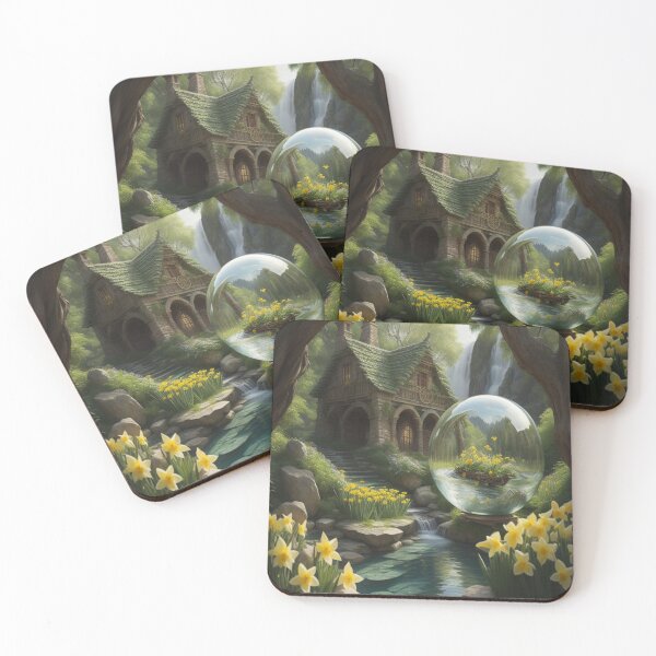 Item preview, Rustic Vintage Cottage Glass Orb Daffodils waterfall designed and sold by EnchantedVista.