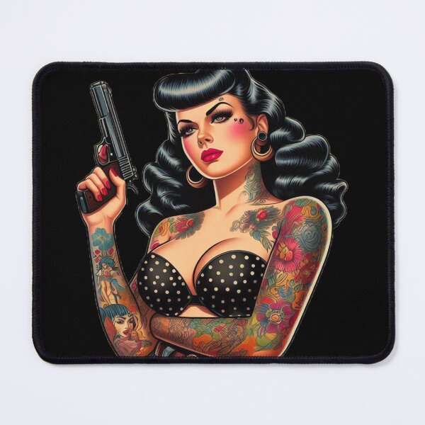 Item preview, Retro Tattooed Hot Girl designed and sold by PulpVintage.