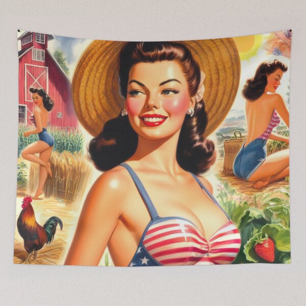 Item preview, Retro Cute Farm Girl designed and sold by PulpVintage.