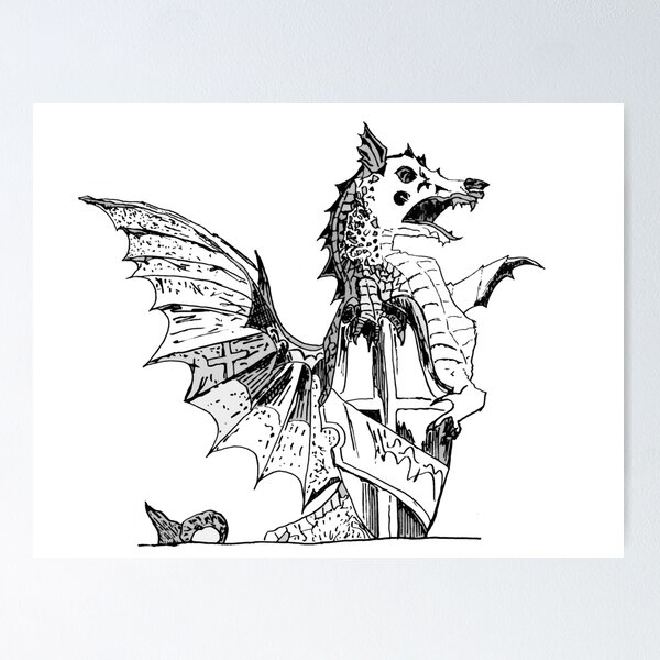 London Temple Bar Dragon (White) Poster